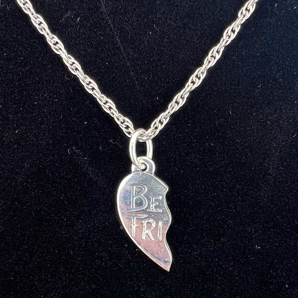 James Avery Half Heart "Bestfriend"  Pendant Sterling Silver Necklace.